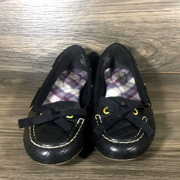 Sperry Black Leather Driving Loafers - Picture 2 of 8